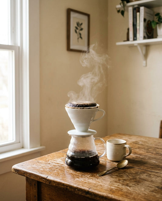 A pour over mid-bloom in morning light.